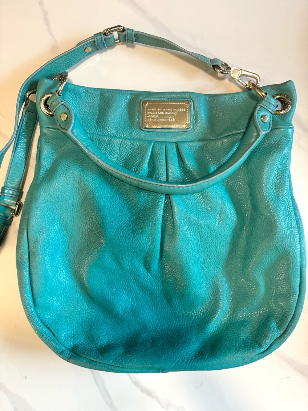Marc by Marc Jacobs Turquoise Leather Standard Supply Workwear Hobo Bag